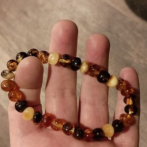 Chunky Men's 8 inch Multi Colored Genuine Baltic Amber stretch bracelet